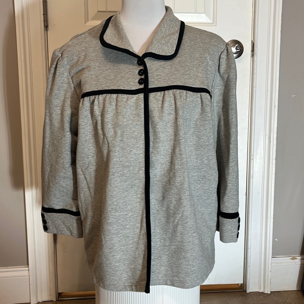 Motto Brand button up colored cardigan/jacket sweatshirt material gray/black L - Picture 1 of 10